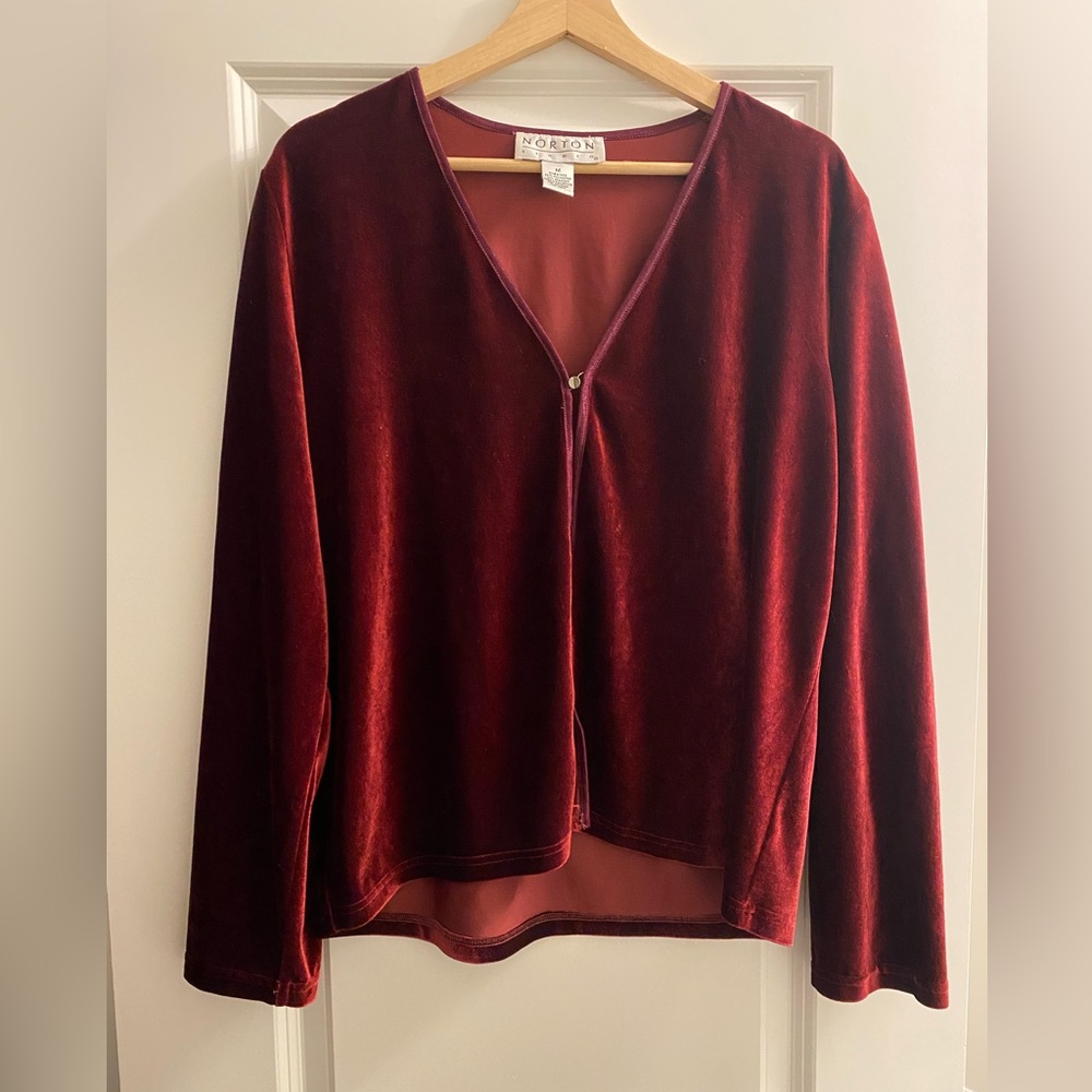 Vintage Norton Studio Burgundy Velvet Cardigan
